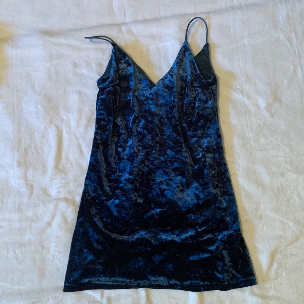 Kendall and Kylie blue velvet slip dress Pacsun